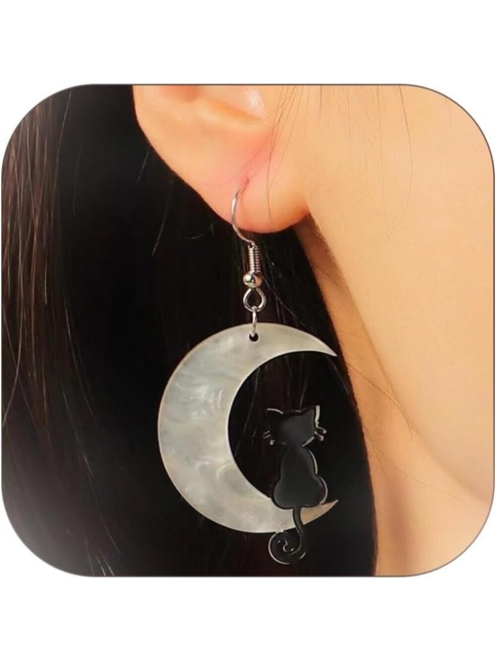 Women's Beige Moon Star Cat Drop Dangle Halloween Accessories Cute  Earrings
